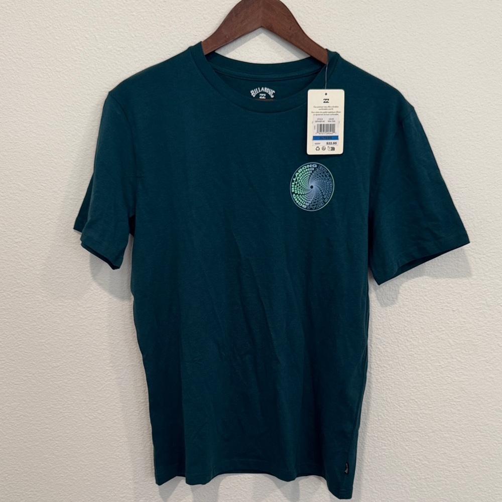 Billabong Deep Teal and Green Short Sleeve Tee
